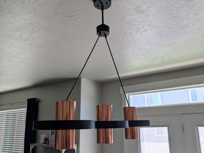 copper and black great chandelier