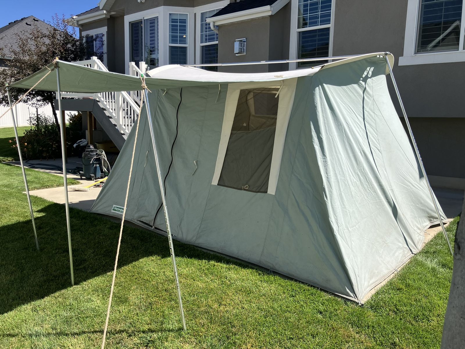 Kirkham Outdoor Products Springbar Traveler (Model 9130). 9' 6" x 12' 6" Canvas Tent.  (SLC Made)