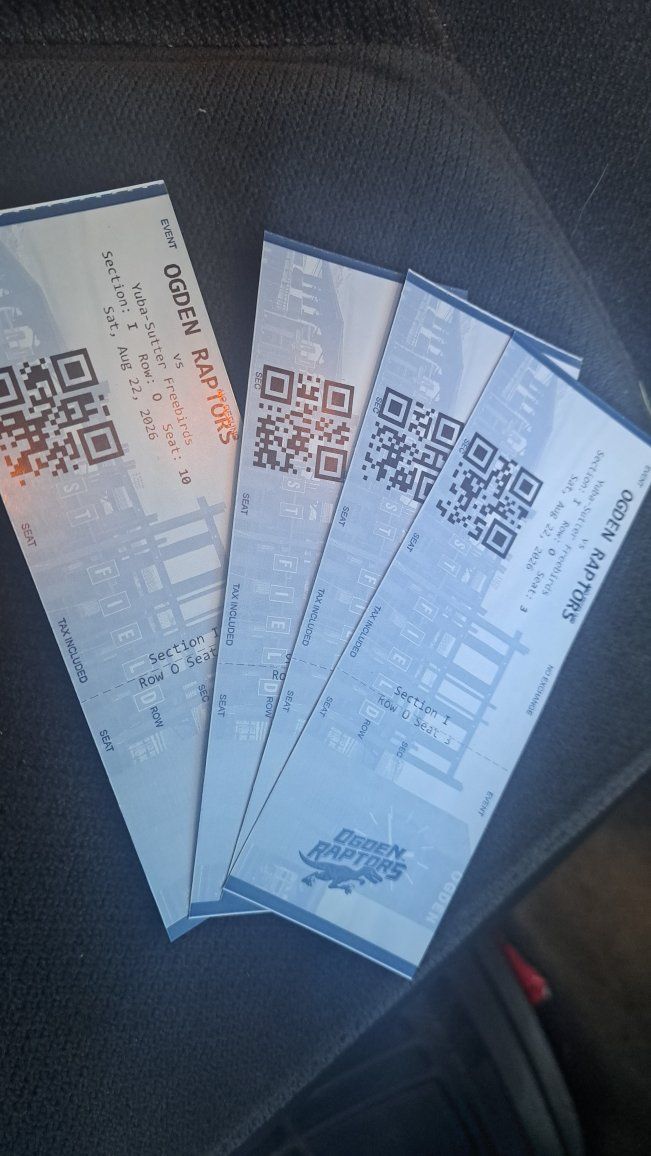 Ogden Raptors Baseball tickets Aug 22 at 630pm..... 25ea or 5 for $110
