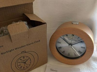 Tulivios Wooden Alarm Clock with Backlight and Roman Numerals - NEW