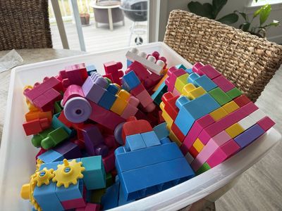 Bin of Large Duplo Legos