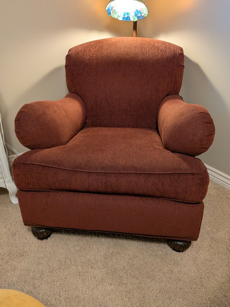 Comfortable Rust/Red Oversized Armchair - Gently Used, Great Condition