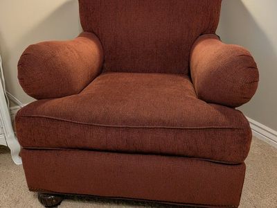 Comfortable Rust/Red Oversized Armchair - Gently Used, Great Condition