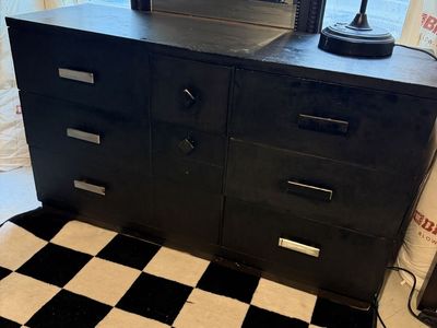 Black Wooden Dresser - 6 Drawers