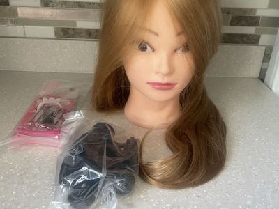 Mannequin Head Hair Styling Training Practice Manikin Wig with Clamp and Accessories