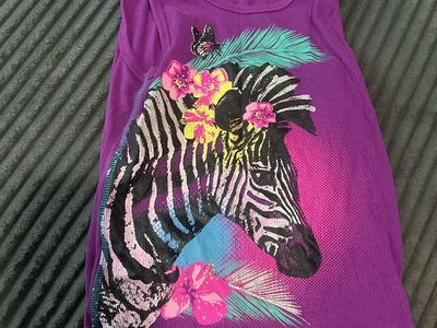 Faded Glory Purple Tank Top Girls Size XL 14-16 Zebra Floral Graphic
