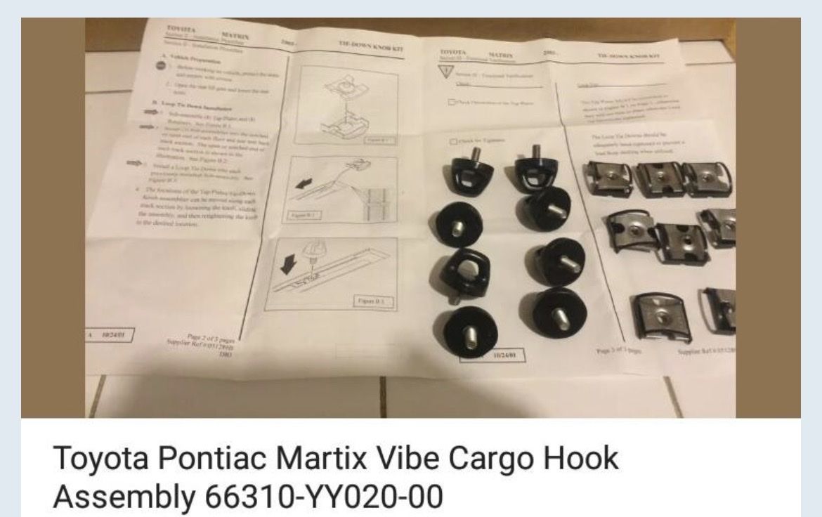 Toyota Matrix & Pontiac Vibe Cargo Tie-Down Kit 66310-YY020-00