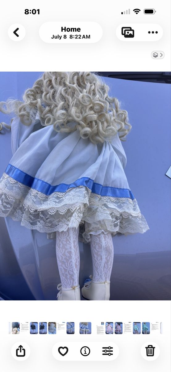 Vintage Porcelain Doll Blonde Hair Blue Dress Lace Trim White Tights limited edition numbered