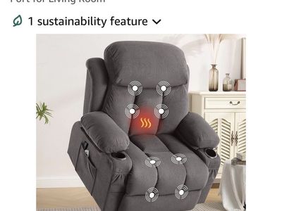 BOSMILLER A1386-2LM-T Power Lift Recliner Chair w/ Massage, Lumbar Heat, Cup Holder & USB Charge Port