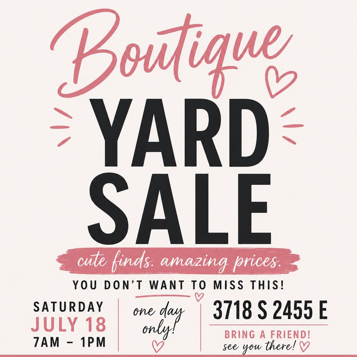 Boutique Yard Sale: Timeless Pieces, Quality Brands, Chic Fashion, Home Decor & More!