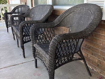 Black Wicker Patio Furniture Set - Loveseat & 2 Chairs - Structurally Sound