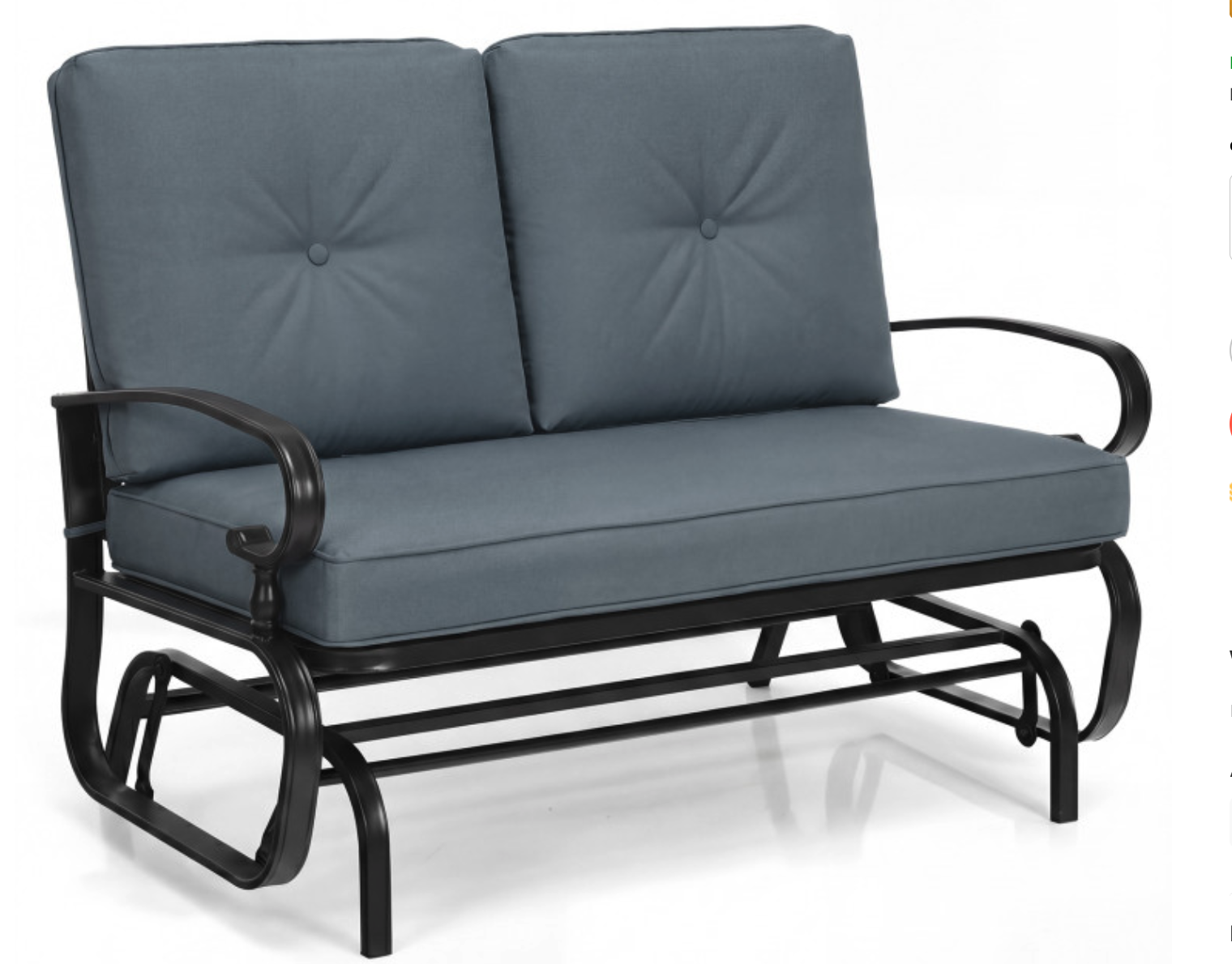 New in Box 2 Seats Outdoor Swing Glider Chair with Comfortable Cushions
