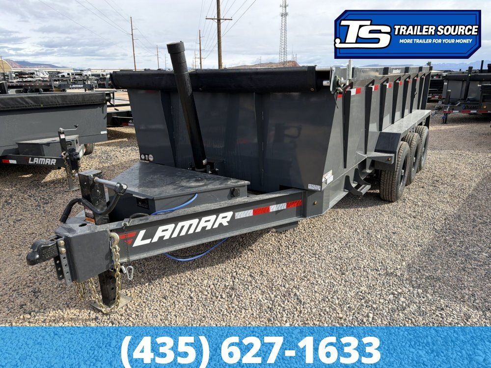 7x16 Lamar DT Dump Trailer - 36" Sides - 21K GVWR - 7 Gauge Floor, Telescopic