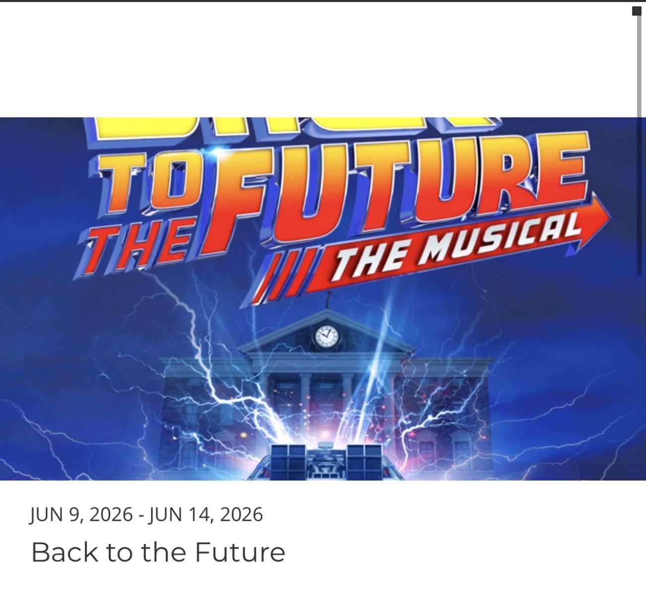 Back to the Future, Broadway at the Eccles