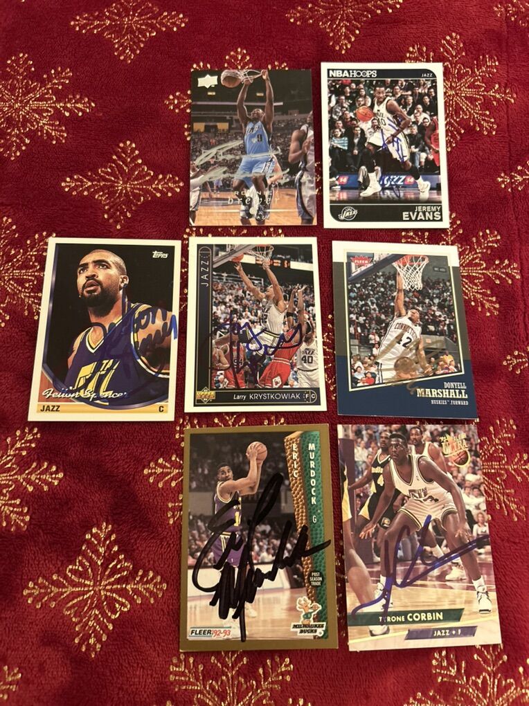 AUTO Utah Jazz Basketball Team Card 7 Player Lot