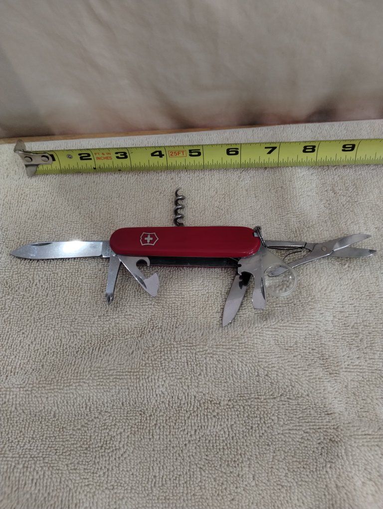 Swiss Army Knife Victorinox Explorer Red Multi-Tool w/ Magnifying Glass