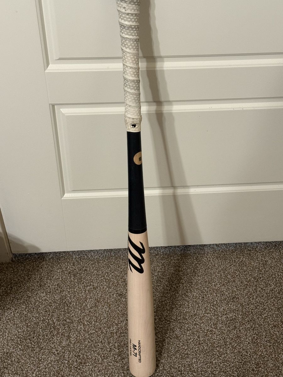 Marucci Handcrafted Pro Model M-71 Wood Baseball Bat - Two-Tone Wood/Black with White Grip, 33 inch bat