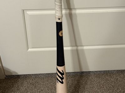 Marucci Handcrafted Pro Model M-71 Wood Baseball Bat - Two-Tone Wood/Black with White Grip, 33 inch bat