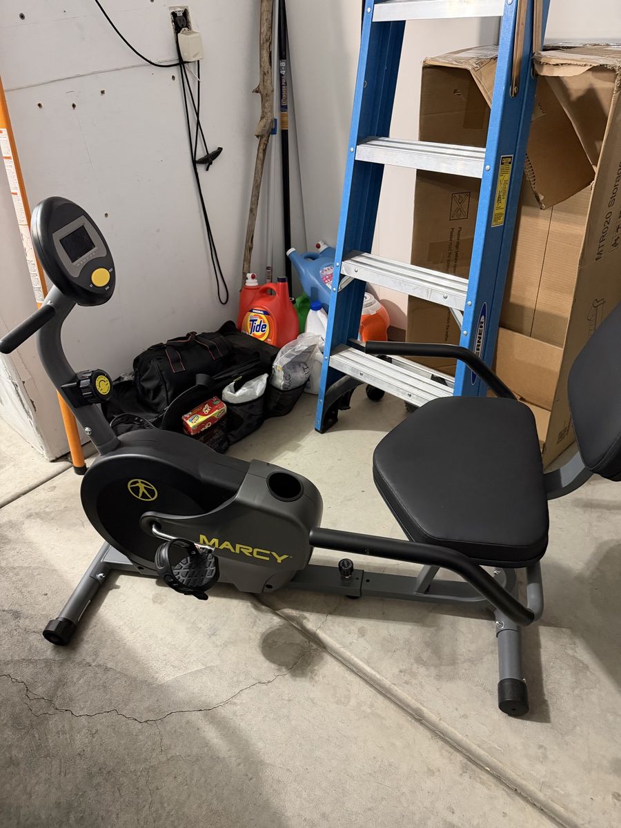 Marcy Recumbent Exercise Bike - Grey and Black Stationary Bike