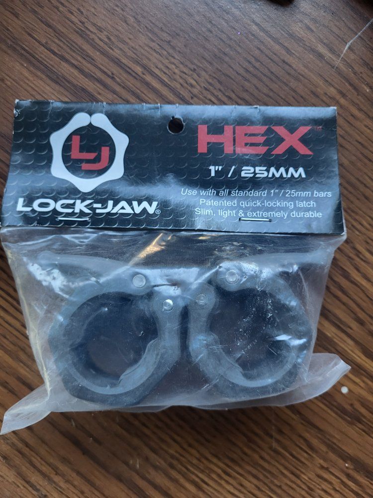 LOCK-JAW HEX 1"/25mm Standard Barbell Collars - Patented Quick-Locking Latch, Slim & Durable