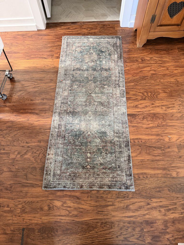 Magnolia home runner 2.5x7 ish - Blue, Grey, & Burgundy Medallion Pattern