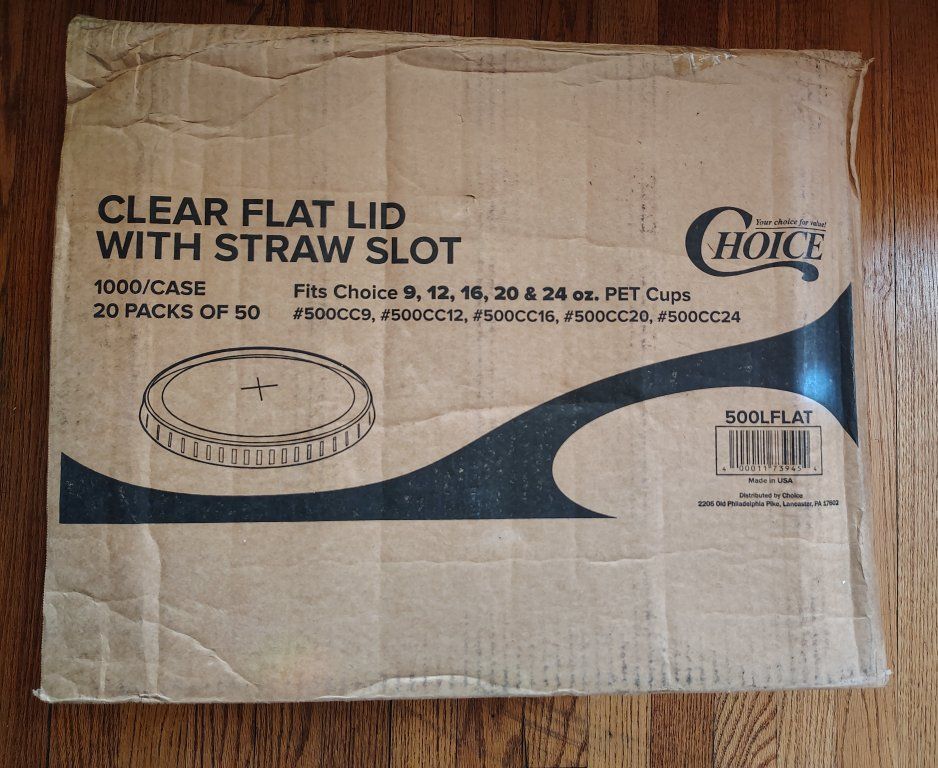 Choice Clear Flat Lids with Straw Slot, Case of 1000 for PET Cups
