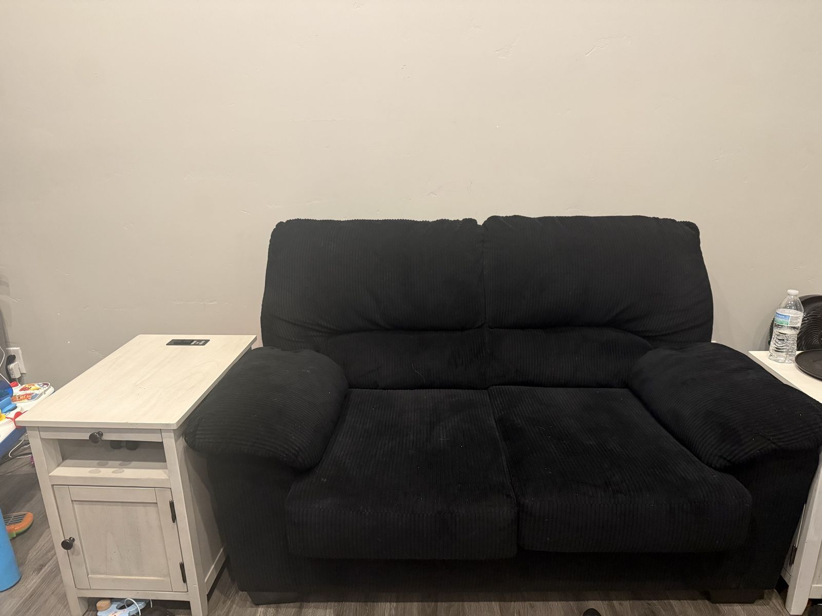 Black Corduroy Couch and Loveseat Set