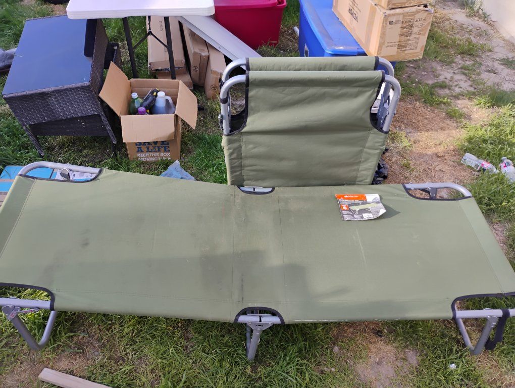 Two Camp Cots Hold 300 lb Each