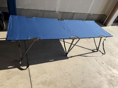 REI Co-op Camp Folding Cot - Blue Portable Camping Cot with Carrying Bag