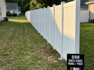 $99 White Vinyl Privacy Fence Section w/ Post – 130 MPH Wind Rated