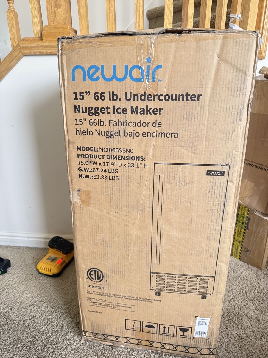 NewAir NC1066SSN0 15" 66lb. Undercounter Nugget Ice Maker - Stainless Steel, New in Box