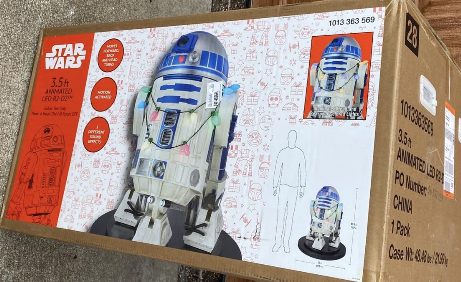 Star Wars 3.5 ft Animated LED R2-D2 Christmas Decoration with Motion & Sound Effects