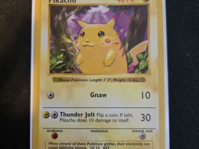 Pokemon Base Set Pikachu #58 **Shadowless Red Cheeks** 1999
+ one free card ~ read description