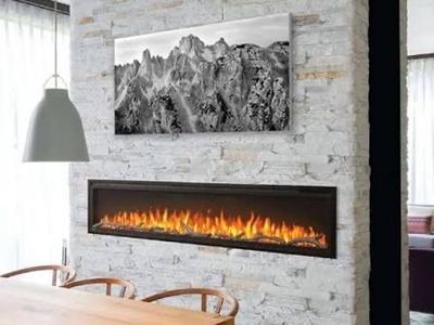 72” Recessed Wall Mounted Electric Fireplace Heater with Remote and Crystals