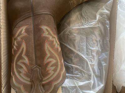 New & Unused Western Boots - Embroidered Design - Brown