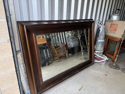 Large Traditional Beveled Wall Mirror – 45” x 65” with Dark Wood Frame