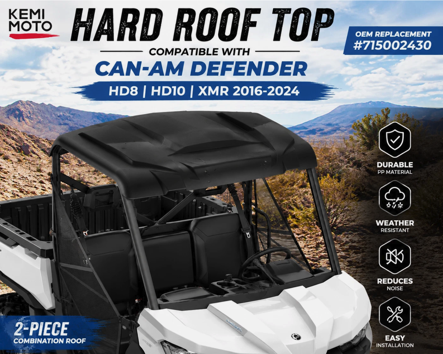 Kemimoto Hard Roof Top Can Am Defender HD8 HD10 XMR 2016-2024 Roof 715002430