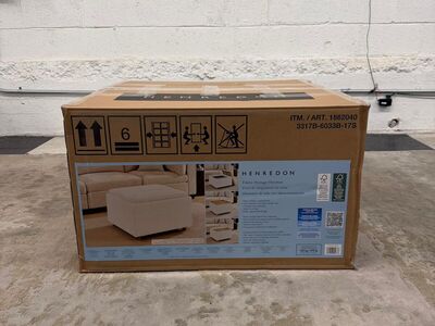 BRAND NEW COSTCO HENREDON SONA FABRIC STORAGE OTTOMAN W/ REVERSIBLE WOOD TRAY TOPS!!