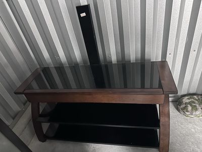 Dark Wood & Glass TV Stand / Media Console
