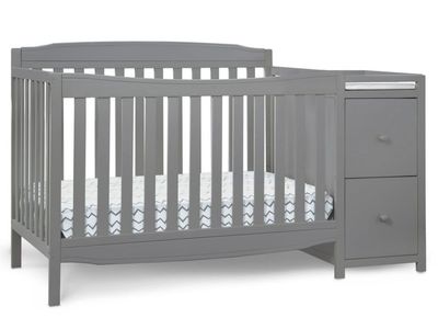 Crib with Changing Table and Drawers (Gray)