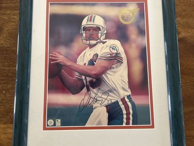 12.5 x 15.5 Hand Signed Framed & Double Matted Dan Marino NFL Miami Dolphins Autographed Photo Display