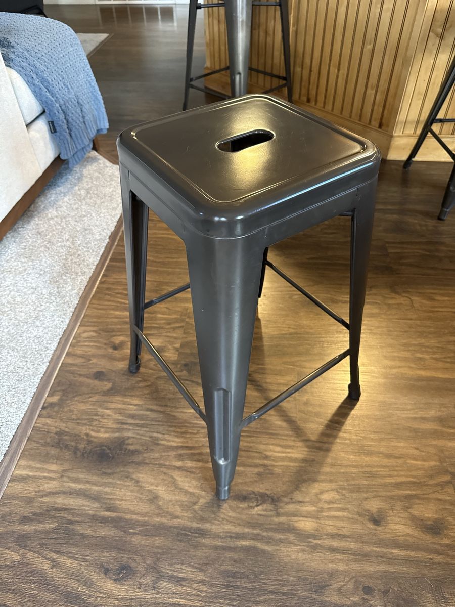 Industrial Style Metal Bar Stool - Dark Gunmetal / Bronze