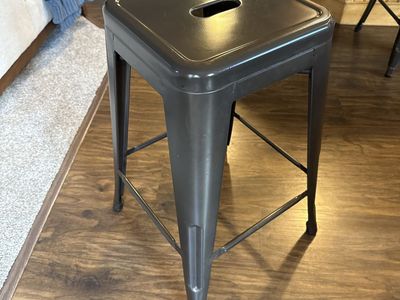 Industrial Style Metal Bar Stool - Dark Gunmetal / Bronze