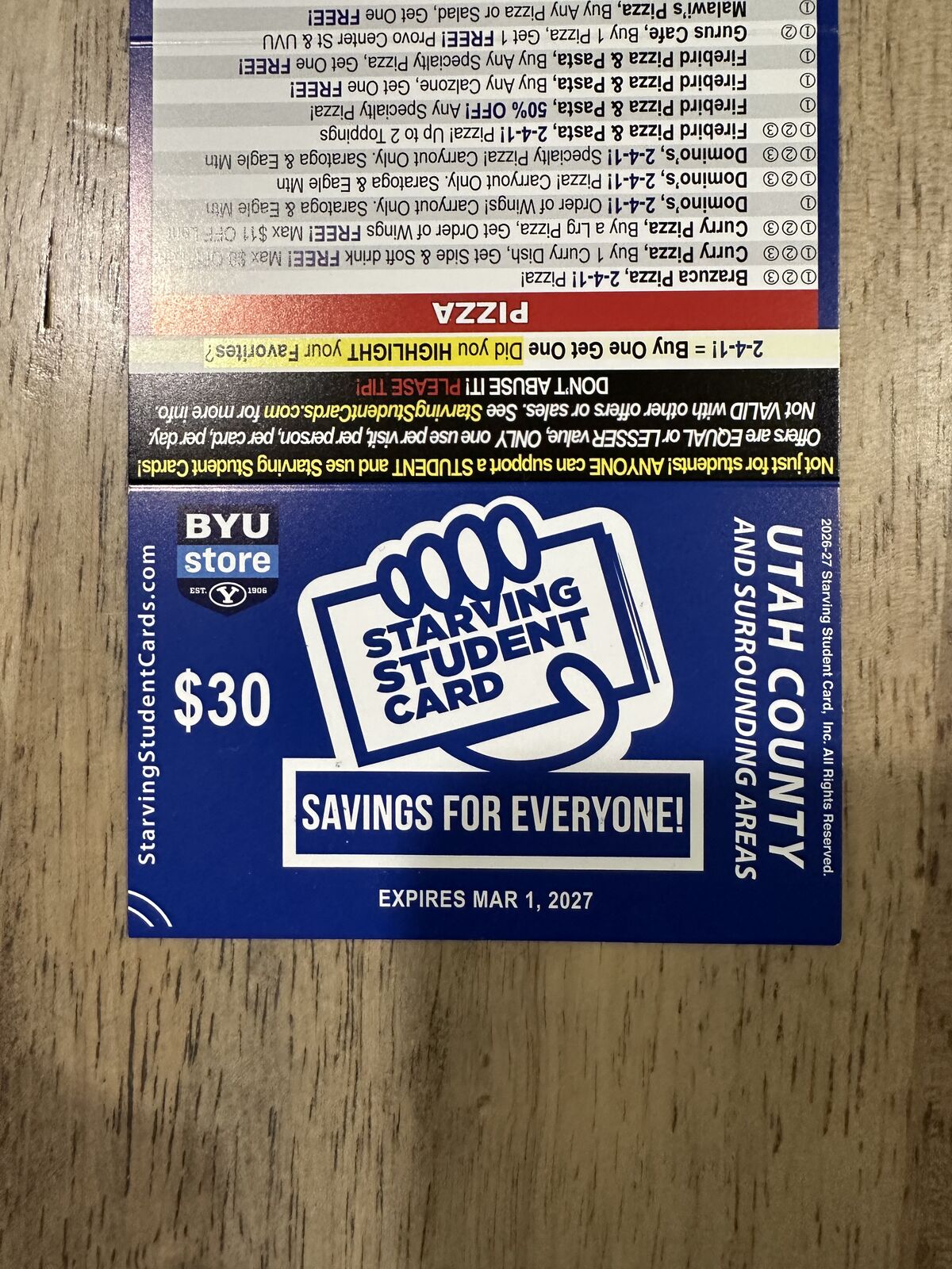 Starving Student Cards