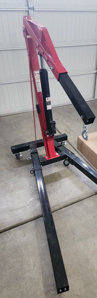 Pittsburgh Automotive 1-Ton Foldable Shop Crane Engine Hoist with 2-Ton Load Leveler