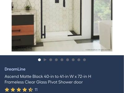 Dreamline Ascend Matte Black 40in-41in x72in Glass
