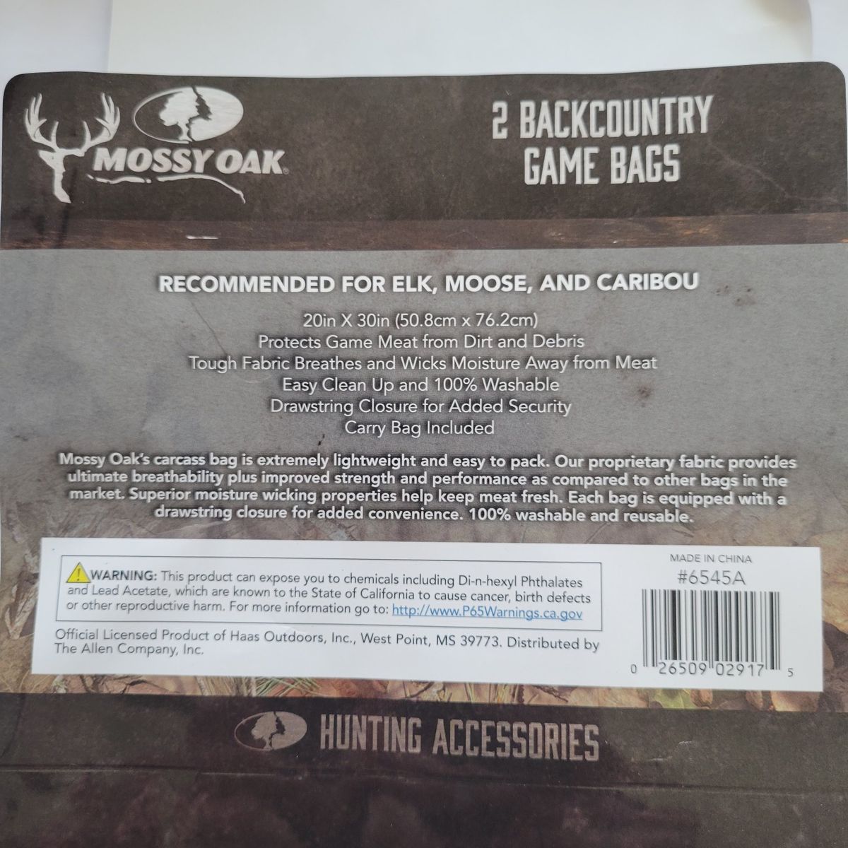Allen Backcountry Game Bags 20" x 30" (2)