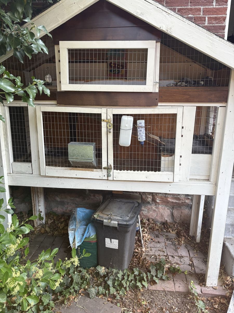 Large Wooden Rabbit Hutch/Chicken Coop - Multi-Level Outdoor Pet Enclosure