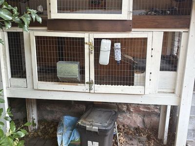 Large Wooden Rabbit Hutch/Chicken Coop - Multi-Level Outdoor Pet Enclosure
