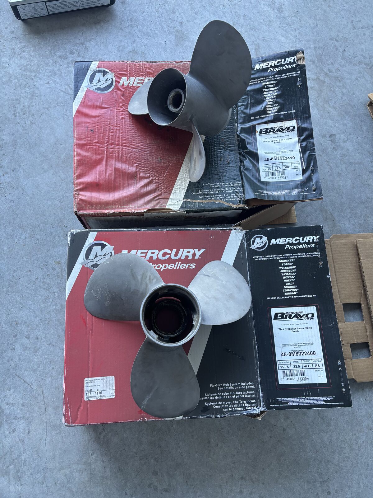 Mercury Bravo 3 Quicksilver Stainless Matte Props Used